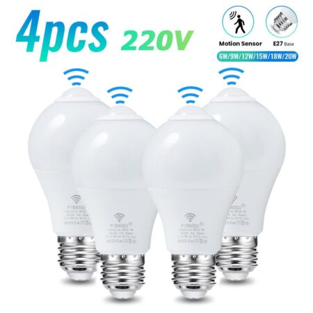 4PCS E27 LED Radar Motion Sensor Light Bulb (6W/9W/12W/15W/18W/20W)